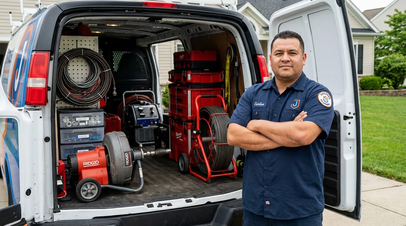 Professional drain cleaning equipment and Johns Plumbing LLC plumber in Southport