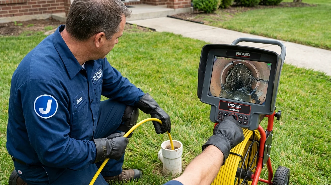 Sewer camera inspection being performed by Johns Plumbing LLC in Southport