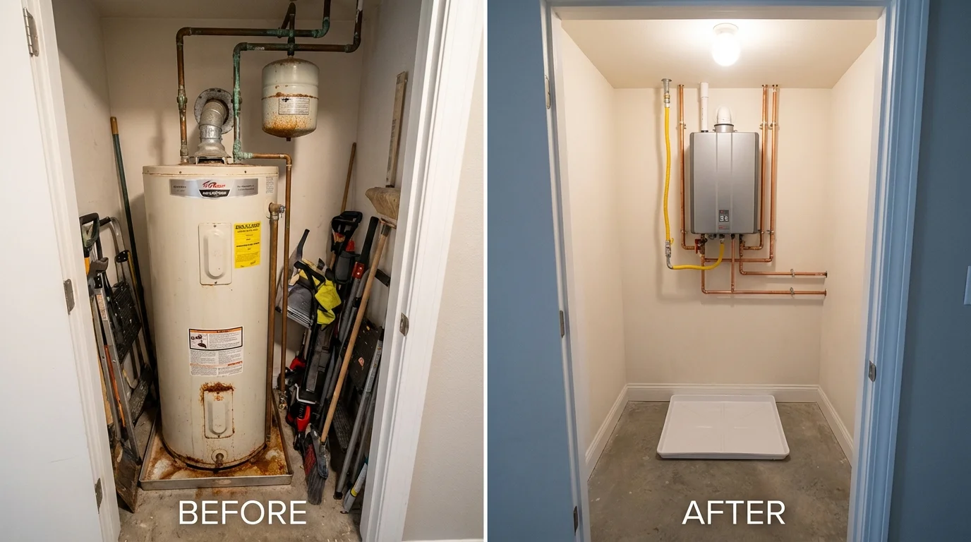 Tank water heater versus wall-mounted tankless unit comparison for Southport, CT homeowners